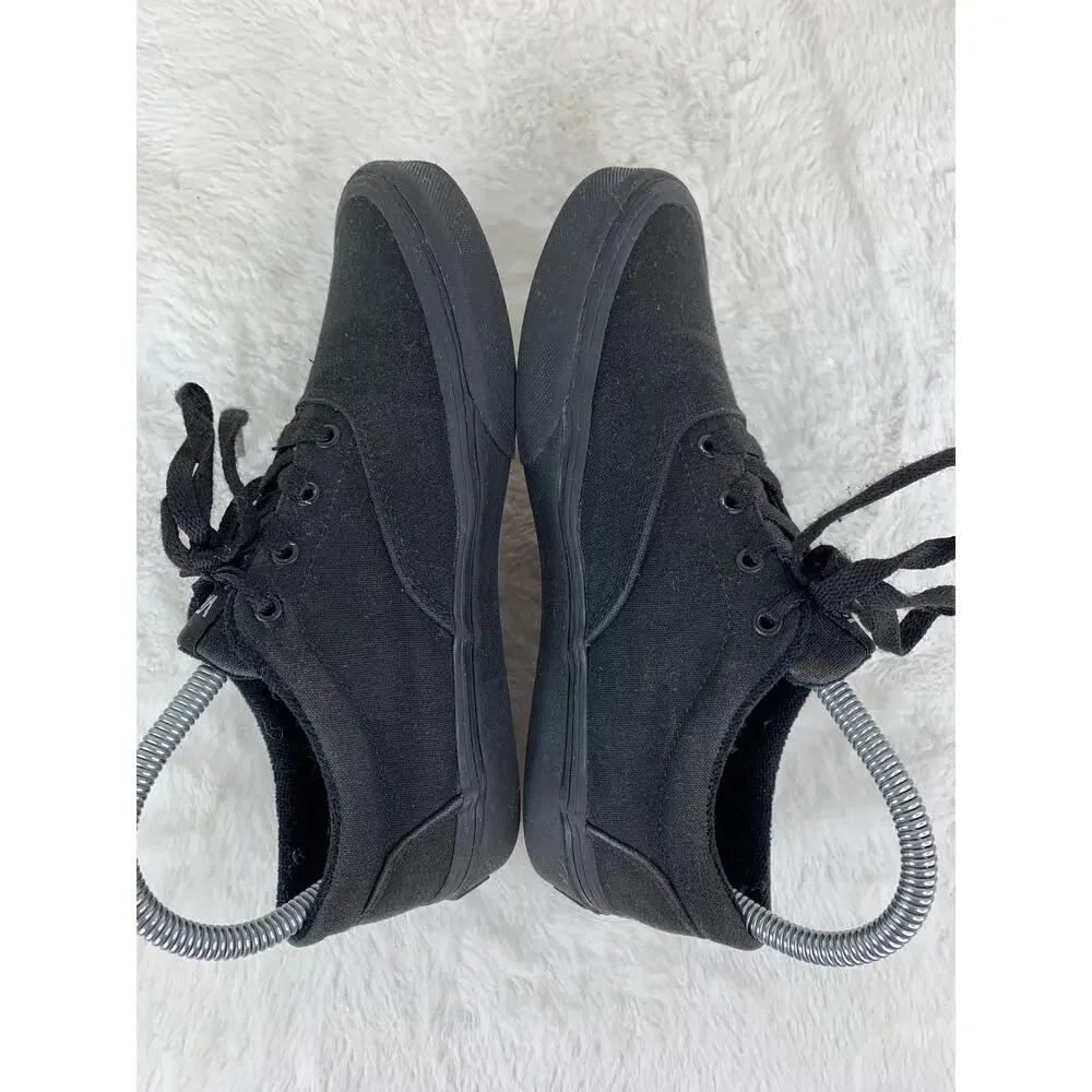 Vans Off The Wall Black Low Lace-Up Canvas Sneakers Youth Size 4